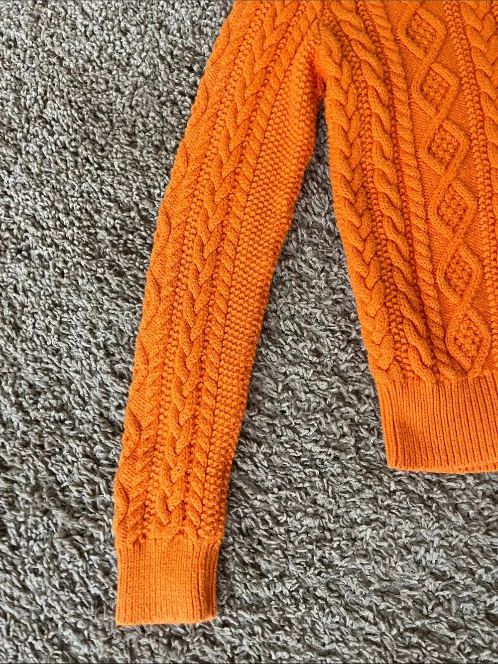 Ralph Lauren Orange Cable-Knit Crewneck Sweater Blue Label size 12/14 Girls